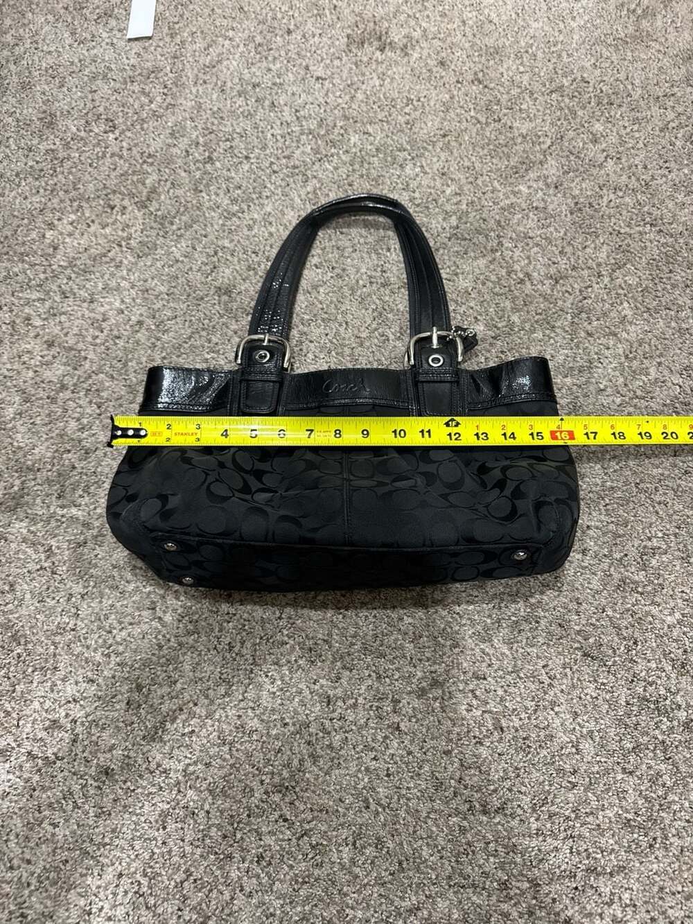 Coach Soho Large Signature Pleated Tote Black Canvas and Leather F13742 - Picture 7 of 12